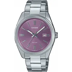 Quarzuhr, silber (edelstahlfarben, lila), CASIO TIMELESS COLLECTION, Armbanduhren, Damen, Armbanduhr, Herrenuhr, Damenuhr, analog, Datum, Neo-Display