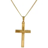 HOPLO Kreuzanhänger Gold Anhänger Kreuz mit Goldkette massiv 585 - 14 Karat Gold 60 cm, Made in Germany 60 cm Unisex