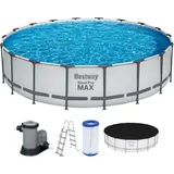 Bestway - Steel Pro maxTM Frame Pool Komplett-Set mit Filterpumpe ø 549 x 122 cm, lichtgrau, rund