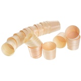 Gräwe Becher 25 Stück Naturholz Höhe 55mm, Durchmesser 55mm, unbehandelt, Servieren, Einweg