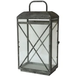 Chic Antique Vintage Laterne mit Eisenkreuz, H54 x L28 x B18 cm