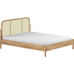 Bettgestell VIPACK "mit massiven Bettpfosten und furnierten Bettseiten", braun (eiche natur, eiche natur, eiche natur), B:168,5cm H:90cm L:208,5cm, Betten, ohne Lattenrost, mit höhenverstellbarem Rahmenbeschlag, zwei Breiten