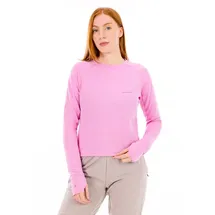 Salomon Essential Lightwarm Crew Neck Damen vêtement running femme - Rose - M