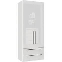 Kleiderschrank PLACES OF STYLE "Piano", weiß (weiß hochglanz), B:92cm H:224cm T:56cm, Spanplatte, Schränke, Drehtürenschrank Kleiderschrank, weiß, UV lackiert, hochglänzend, Soft-Close Funktion