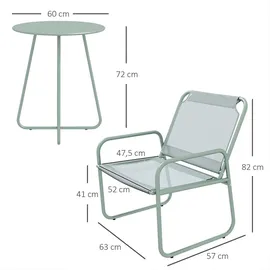 XDOVET 3tlg Gartenlounge-Set mit 1 Tisch und 2 Stühlen Bistro-Set Gartenmöbel Set Balkonmöbel-Set Grün - Grün