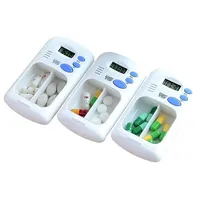 Medikamentenbox mit Digitalem Elektrischen Alarm, Mini Pillenbehälter Mit 2 Transparente Fächer für die Handtasche, Tragbares Pillenetui Für Reise und Tägliches Gebrauch, Geschenke