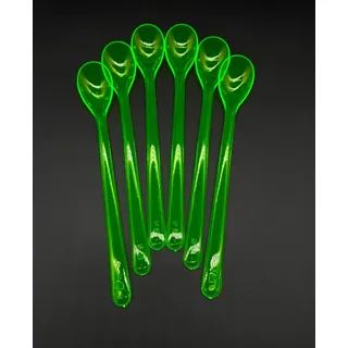 Löffel 18 cm lang, Mehrzwecklöffel Joghurtlöffel Eislöffel Cocktaillöffel 6 Stück Mehrweg, Kunststoff Plastik, Farbe Grün-transparent