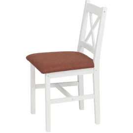 Mendler Esszimmerstuhl HWC-F77 Stoff terrakotta weiß 2er Set