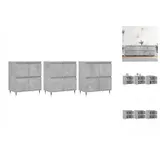 vidaXL Sideboards 3 Stk. Betongrau Holzwerkstoff