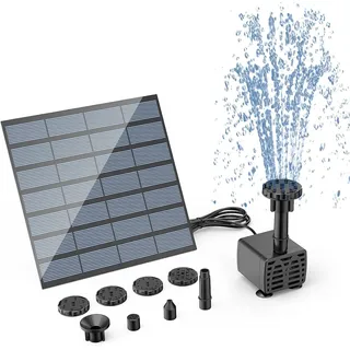 AISITIN Solar Springbrunnen für Außen 1.5W DIY Solarbrunnen für Draussen 2025 Upgrade Solarpumpe mit 3m Kabel,Solar Brunnen mit 6 Fontänenstile Solar Teichpumpe für Garten,Vogelbad,Teich
