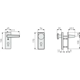 ABUS KKT512 Drückergarnitur F1 Naturfarbig eloxiert