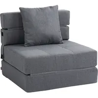 HOMCOM 2-in-1 Schlafsessel klappbar, bis 100 kg belastbar, Schlafsofa, Klappsessel mit Bettfunktion, Relaxsessel, Gästebett, Dunkelgrau  Aosom