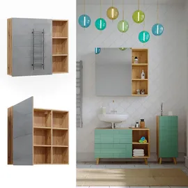 Vicco Spiegelschrank für Badezimmer Rudi 90 x 80.9 cm, mit Tür und offenen Fächern