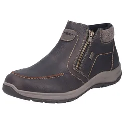 Winterboots RIEKER, Herren, Gr. 46, braun (dunkelbraun), Leder, klassisch, Schuhe, Stiefelette, Komfortschuh mit zwei praktischen Reißverschlüssen