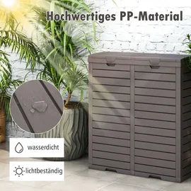 Goplus Mülltonnenbox 236 L 2 Fächer  mit ausziehbarer Flüssigkeitsschale  schwarz