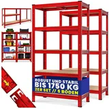 monzana Schwerlastregal Befestigungsmaterial Kellerregal Lagerregal Steckregal Metallregal Werkstattregal 2er Set - Rot