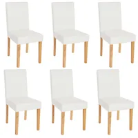 Mendler 6er-Set Esszimmerstuhl Stuhl Küchenstuhl Littau Kunstleder, weiß matt,