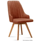 58 aufm Kessel Esszimmerstuhl Küchenstuhl (2er-Set) Domka 52x91x60 Eiche geölt/Anthrazit (Lieferung bis Verwendungsstelle, 8 St), Stabiles Gestell aus Massivholz pflegeleichter Bezug aus Microfaser braun