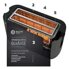 Balter Home Balter Toaster TS-04-LCD Grau Langschlitz