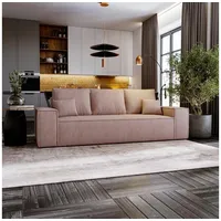Compleo Schlafsofa 3 sitzer MALAG, Cordstoff, Modern Sofa mit Bettkasten rosa