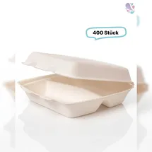 Blanc HYGIENIC Menüboxen klein 3-geteilt aus Bagasse 400 Stück, to go, take away, biologisch abbaubar, umweltfreundlich