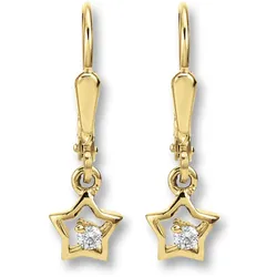 Paar Ohrhänger ONE ELEMENT "Zirkonia Stern Ohrringe Ohrhänger aus 333 Gelbgold", gold, Ohrringe, Damen, Kinder, Gelbgold 333, Damen Gold Schmuck Stern