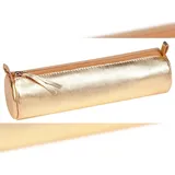 Clairefontaine 4x Schlampermäppchen Leder Cuirisé rund Ø5,5x22cm Golden 8692C