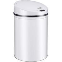 Ribelli Edelstahl Mülleimer 40 Liter - Abfalleimer mit Sensor - automatisches Öffnen und Schließen - Klemmring für Müllbeutel - Abnehmbarer Deckel - mit LED-Funktionsanzeige (weiß)