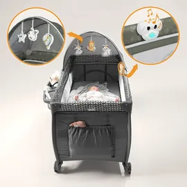 lionelo Sven Plus 4 in 1 Baby Bett Baby ab Geburt bis 15 kg Wickelauflage luftige Seitenwände mit Seiteneingang Tragetasche zusammenklappbar