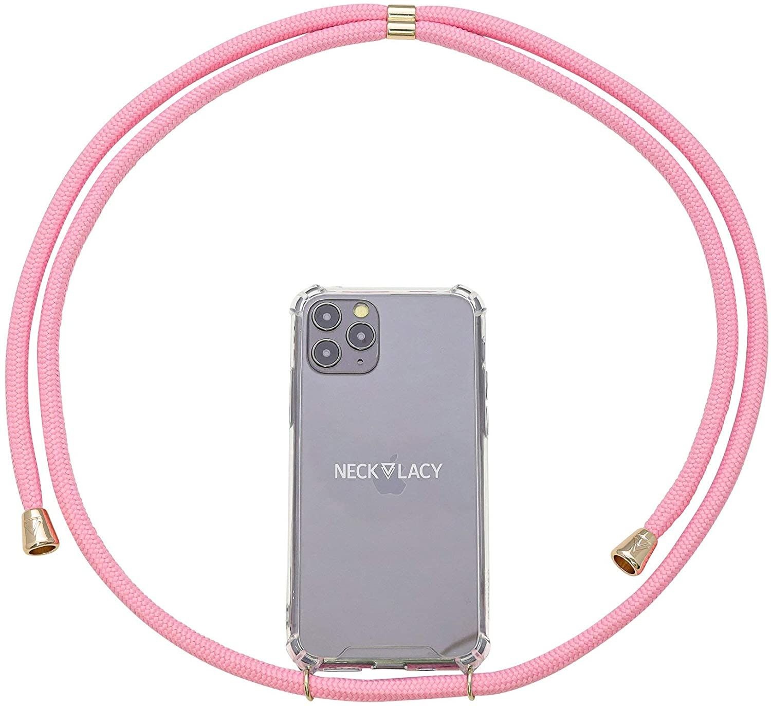 NECKLACY Handykette Handyhülle zum umhängen - für iPhone 7/8 - Case / Handyhülle mit Band zum umhängen - Trageband Hals mit Kordel - Smartphone Necklace, Cotton Candy
