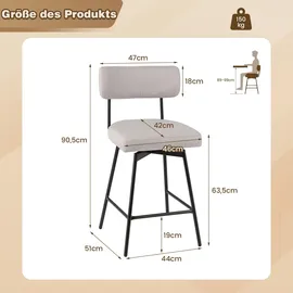 Costway Esszimmerstuhl gepolstert beige 2er Set