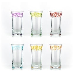 Crystalex Longdrinkglas Grace (bunte Gravur) Longdrinks 340 ml 6er Set, Kristallglas, bunte Gravur, Kristallglas weiß