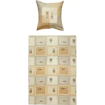 Dyckhoff Bettwäsche Weichfrottier braun Größe 1x 155x220 cm | 1x 80x80 cm