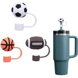 SZJLDS 3 Stück 10mm Stanley Cup Strohhalm Abdeckung, Silikon Fußball, Basketball und Rugby Stroh Abdeckung