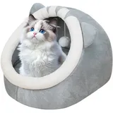 Katzenbetten für Hauskatzen, Katzenhöhlenbett Aus Plüschstoff, Haustierbett, Waschbares Katzenhaus, Weiches Und Warmes Katzenhaus Für Drinnen für Kätzchen und Mittelgroße (Grau)