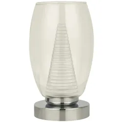 Licht-Erlebnisse Tischleuchte MARCOS Chrom, Klar/Transparent, modernes Design, 1x LED bis 0 W LE92032