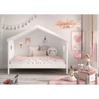 Vipack Hausbett Amori mit Liegefläche 90 x 200 cm, inkl. Rolllattenrost Ausf. Kiefer und MDF weiß lackiert