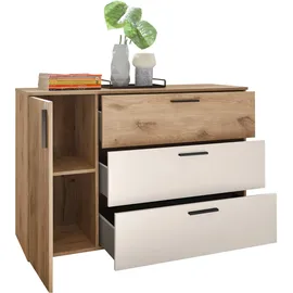 SchlafKONTOR Kombikommode Daria 125 x 82,6 x 40 cm Beige / Weiß