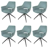 Mendler 6er-Set Esszimmerstuhl HWC-M53, Küchenstuhl Stuhl mit Armlehne, drehbar Auto-Position, Metall Stoff MVG creme-weiß