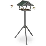 Relaxdays Vogelfutterhaus, Grau, Holz, 70x139x60 cm, Gartenzubehör, Gartenpflege, Vogelhäuser
