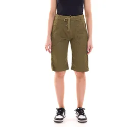 PLEASE Damen Stoff-Shorts kurze Hose mit Bindeband Bermuda 45331929 Khaki - S