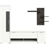 Livetastic Wohnwand, Grau, Weiß, Glas, Holzwerkstoff, 3-teilig, Betonoptik, 5 Fächer, 250x190x35 cm, umfangreiches Zubehör erhältlich, Wohnzimmer, Wohnwände, Wohnwand-Sets