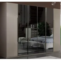 JVmoebel Beiger Spiegeltürenschrank Designer Schlafzimmer Schränke Holzmöbel
