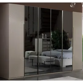 JVmoebel Beiger Spiegeltürenschrank Designer Schlafzimmer Schränke Holzmöbel