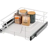bremermann Teleskopschublade 45 cm mit Einlegeboden, Küchenschublade zum Nachrüsten, Schrankauszug aus Metall, (Weiß)