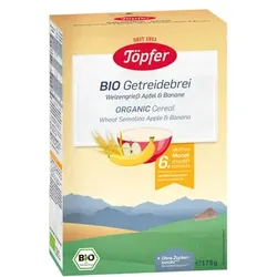Töpfer Bio Getreidebrei Weizengrieß Apfel und Banane 175 g ab dem 6. Monat