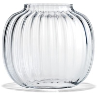 Holmegaard Ovale Vase H17.5 Primula optisches Muster mundgeblasenem Glas, klar