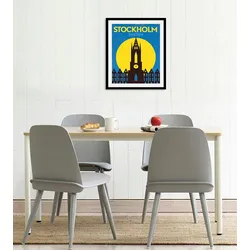queence Bild »Stockholm«, Stadt-Städte-Gebäude-Schriftzug-Schriftzüge-Schweden, (1 St.), gerahmt queence Farbe Rahmen: schwarz + Farbe Bild(er): gelb