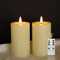 Set aus 2 LED-Wachskerzen mit Fernbedienung und Timer Beige 12,5 cm - Beige