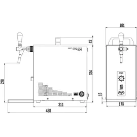 ich-zapfe Bierzapfanlage, PYGMY 25 LE, 1-leitig Trockenkühler, 30 Liter/h,